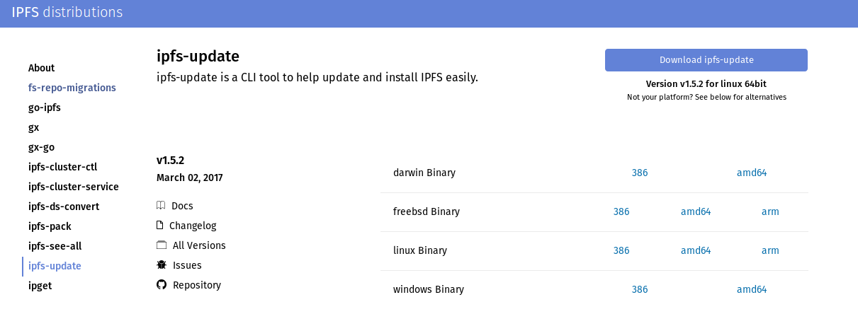 IPFS distribution download