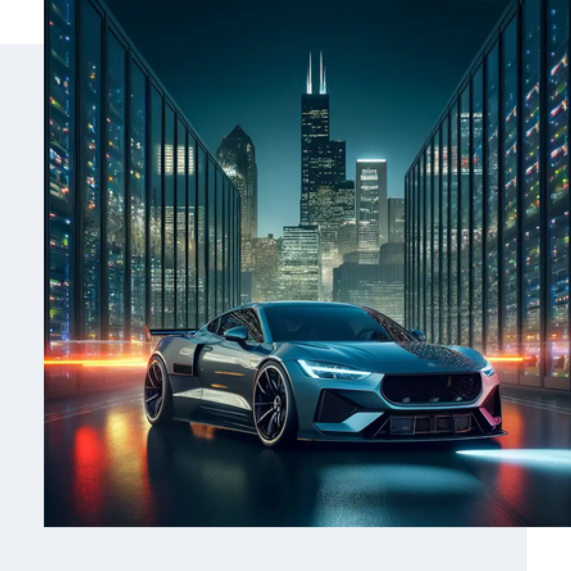 Futuristic car representing tailored speed solutions to fix a slow website and improve performance.