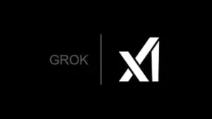 Grok 4 logo featuring the text 'GROK' alongside a stylized 'xAI' symbol on a black background.