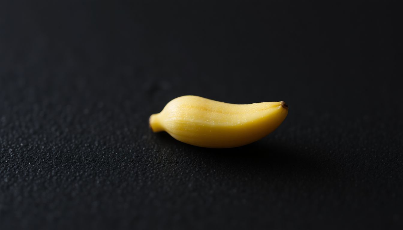 A small, yellow google nano banana isolated on a black background.